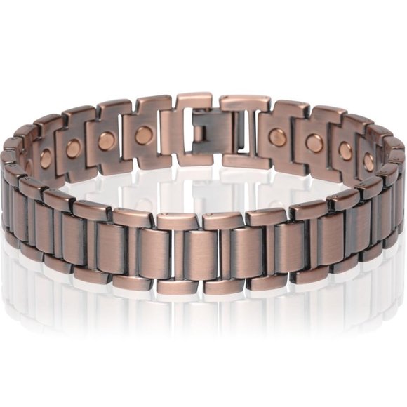 Antique Copper Magnetic Link Bracelet - Arthritis Pain Relieve Energy Bracelet - Picture 1 of 1
